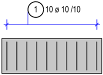 Reinforcement label with dimension line