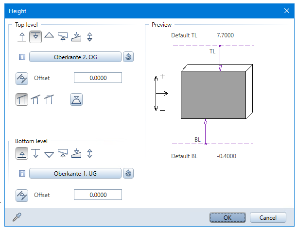 Bottom plane dialog