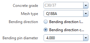 Reinforcement mesh shape properties control group